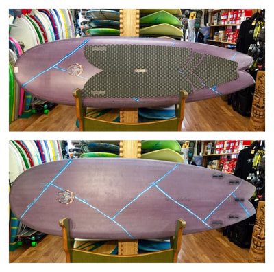 COREVAC, CANNIBAL, PADDLEBOARD, SUP FISH 
8' x 30.25" x 4.25" 113L

COREVAC CANNIBAL SUP FISH features a wide outline for stability, a fish-tail, with a double concave-chined rail hull for  speed, and maneuverability. This board works well as a quad or twin with small trailer. Lots of fun in average east coast waves, snappy turns, floaters, fits well in the face of the wave for spontaneous maneuvers.  